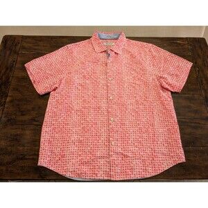 Tommy Bahama Shirt XLCoconut Point Island Zone Pink Geometric Print Preppy